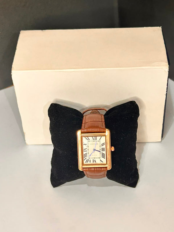 Cartier Tank Style – Gold & Brown