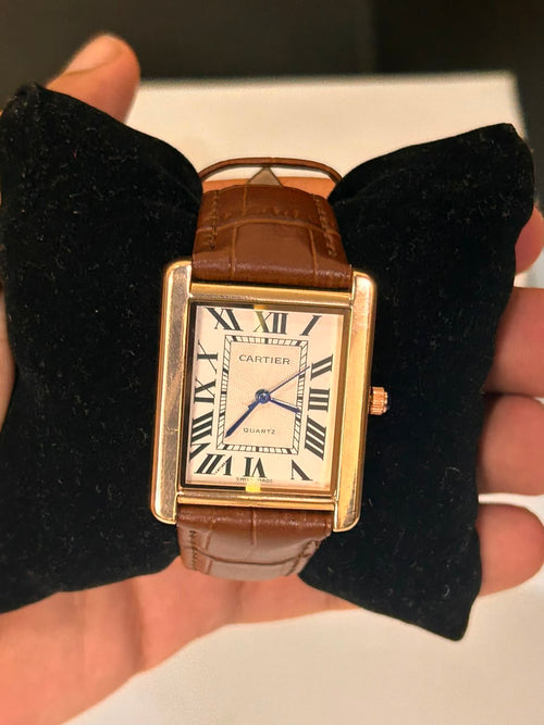 Cartier Tank Style – Gold & Brown